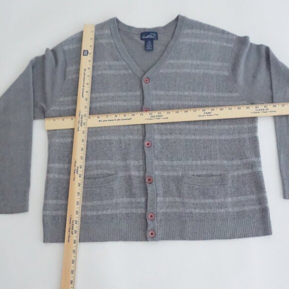 Arnold Palmer Gray Cotton Cardigan Soft Knit Old Money Minimalist Layers L - Picture 3 of 9